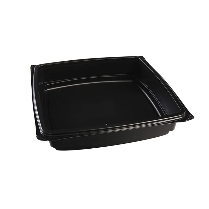 The BOTTLEBOX ® Take-Out Container Base 9X9X1.97 IN PP Black Square Deep 400/Case