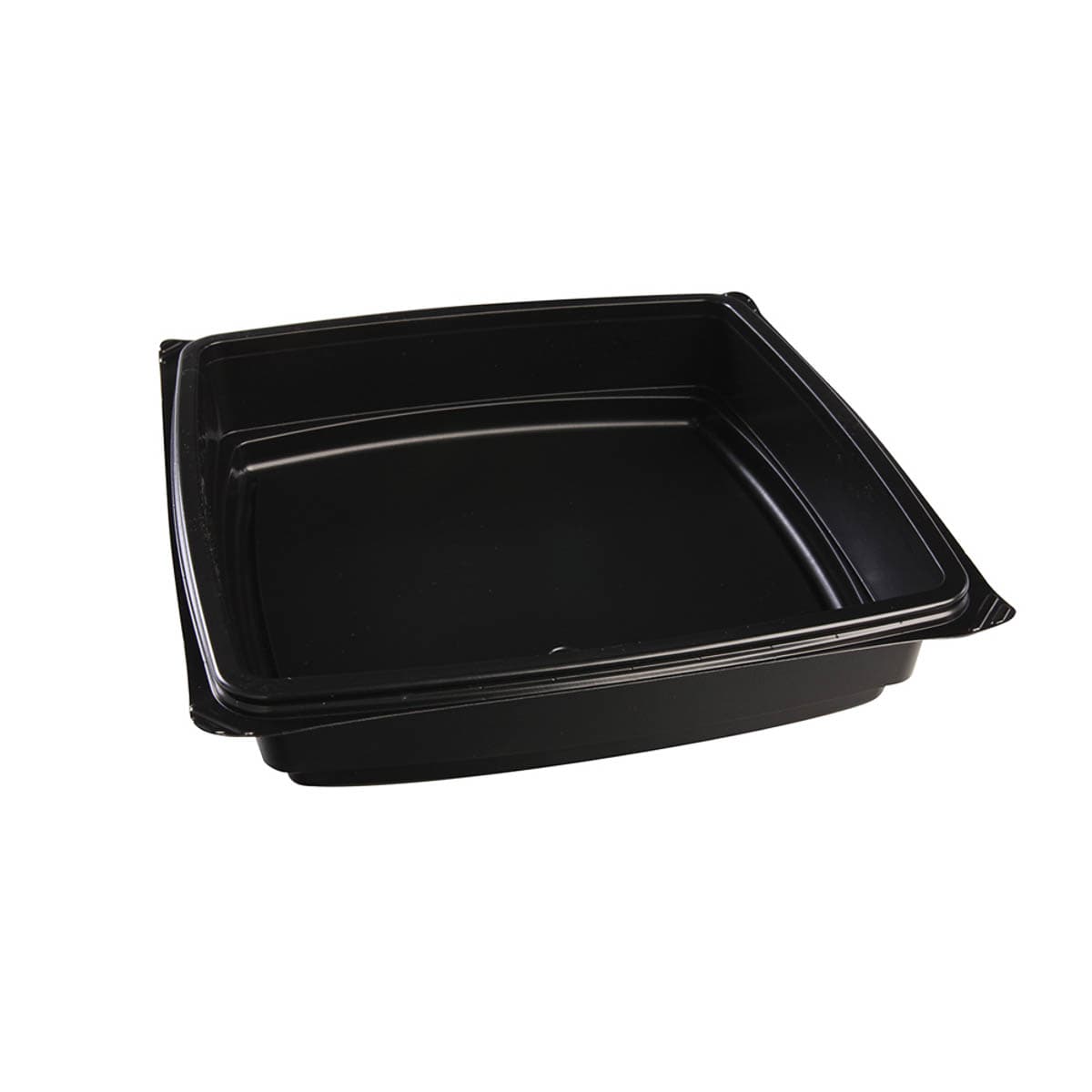 The BOTTLEBOX ® Take-Out Container Base 9X9X1.97 IN PP Black Square Deep 400/Case