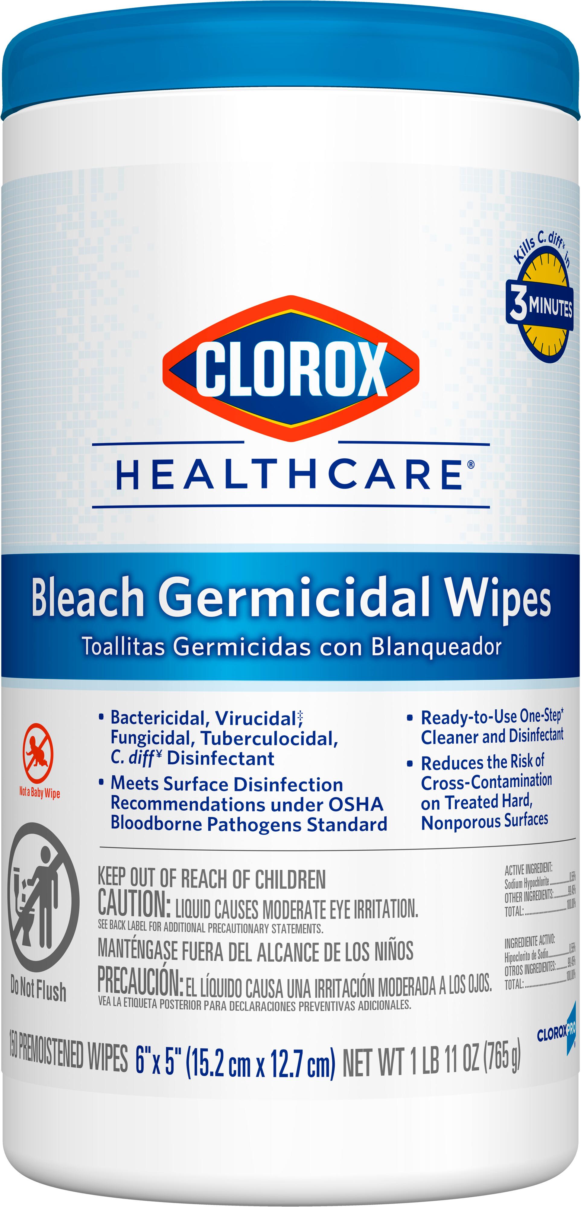Clorox Healthcare® Bleach Germicidal Floral One-Step Disinfectant Multi Surface Wipe 150 Count/Pack 6 Packs/Case
