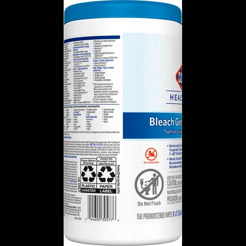 Clorox Healthcare® Bleach Germicidal Floral One-Step Disinfectant Multi Surface Wipe 150 Count/Pack 6 Packs/Case