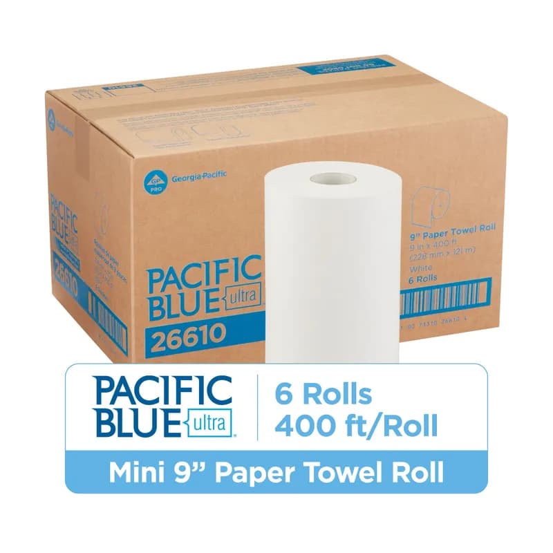 Pacific Blue Ultra™ Roll Paper Towel Pacific Blue Ultra SofPull® 9IN X400FT 1PLY White Standard Roll 6 Rolls/Case