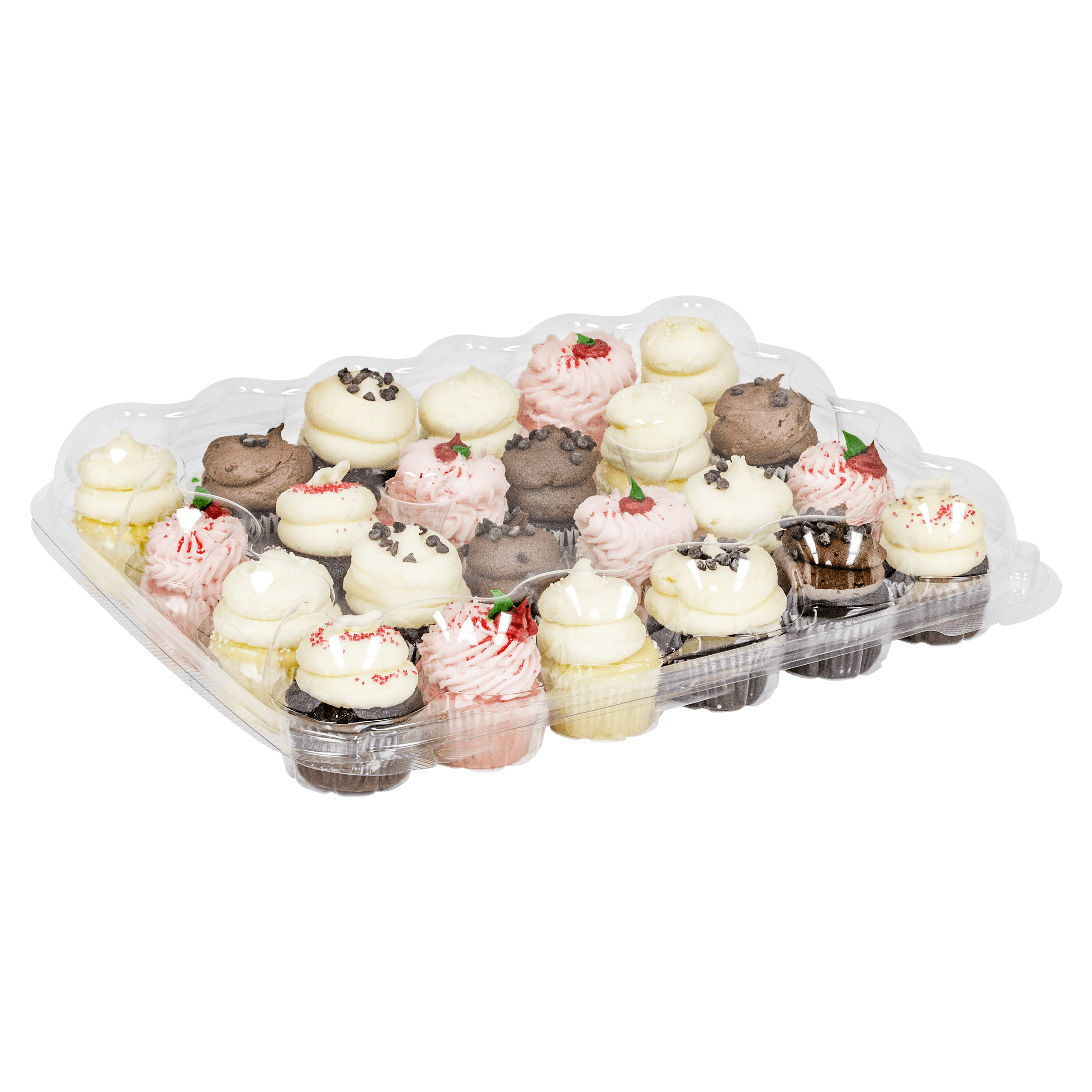 Cupcake Hinged Container With Dome Lid Mini 24 CT 12.38X10X2.25 IN PET Clear 110/Case