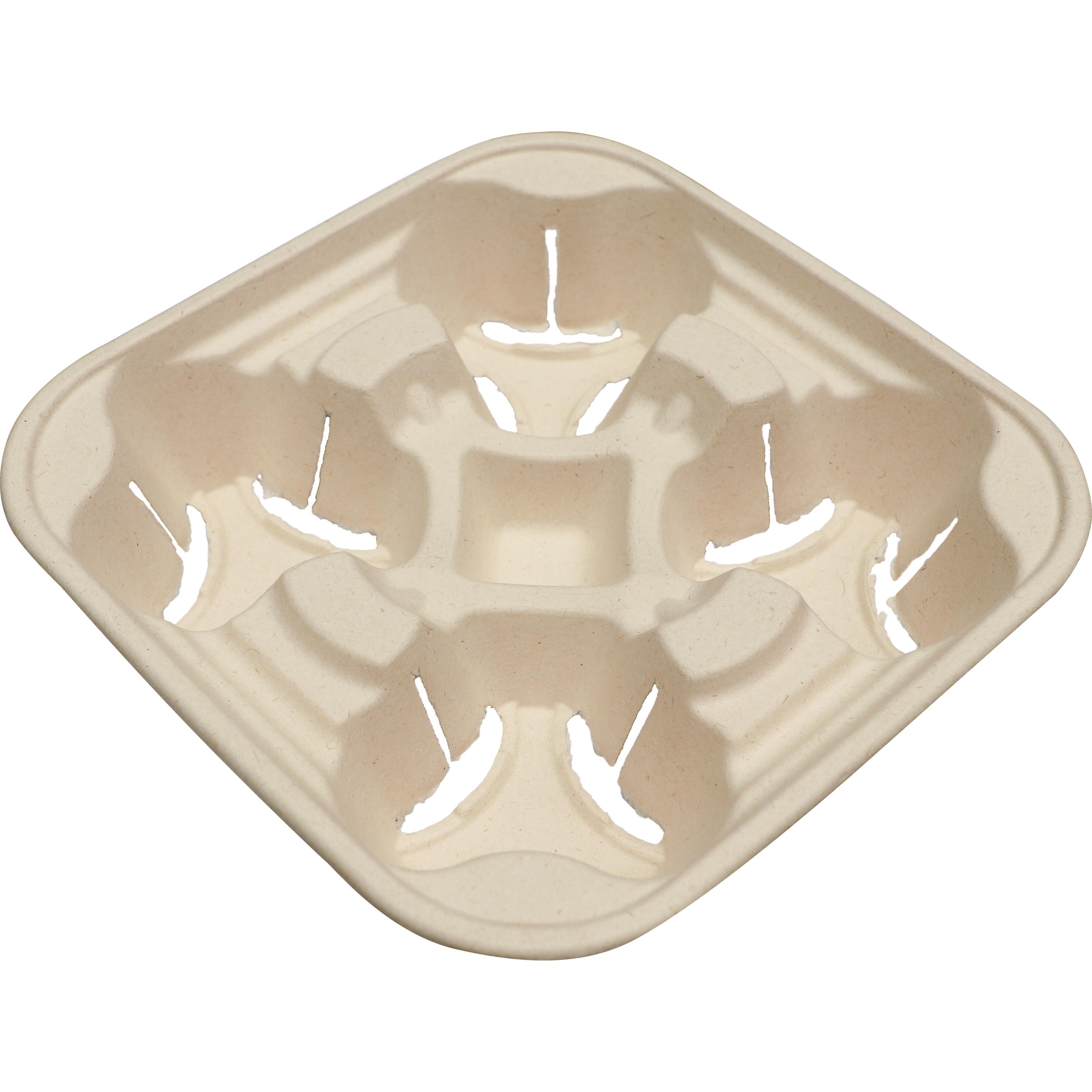 Cup Carrier 4 Compartment Plant Fiber Unbleached 600/Case
