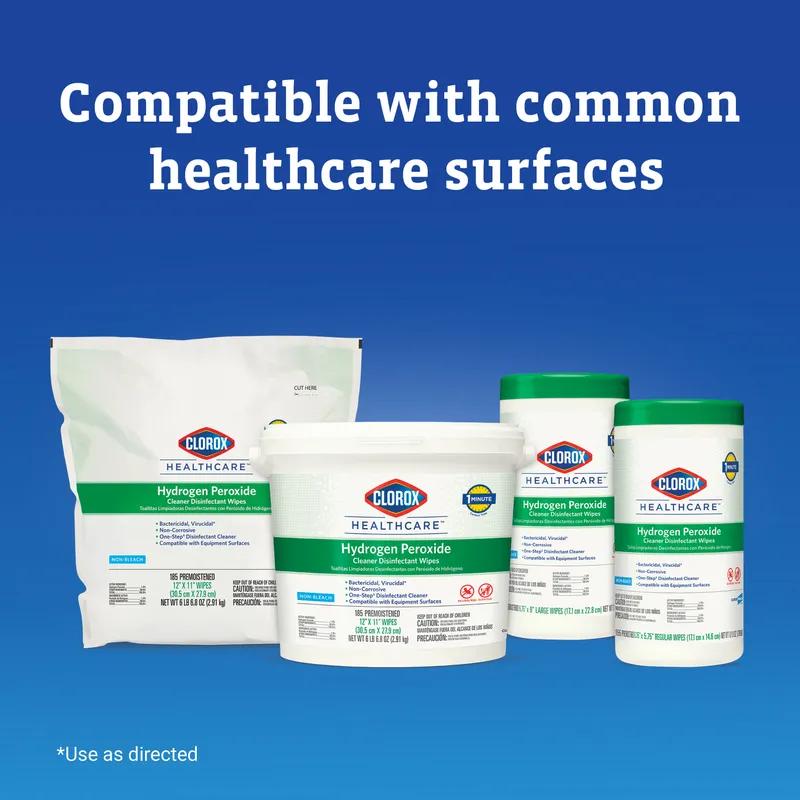 Clorox Healthcare® Hydrogen Peroxide Unscented One-Step Disinfectant Multi Surface Wipe 155 Count/Pack 6 Packs/Case