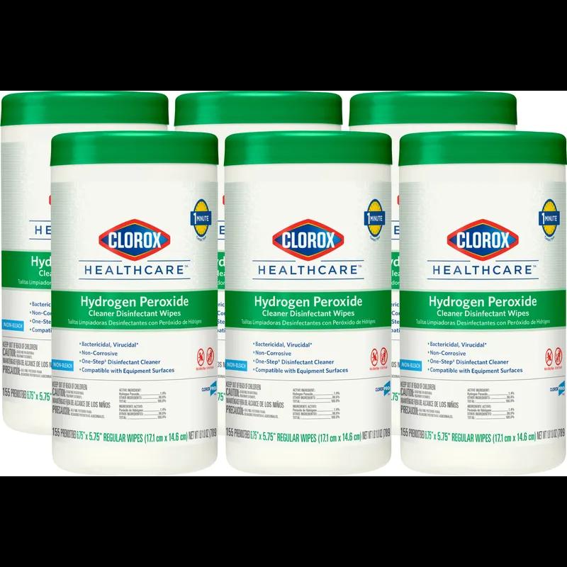 Clorox Healthcare® Hydrogen Peroxide Unscented One-Step Disinfectant Multi Surface Wipe 155 Count/Pack 6 Packs/Case
