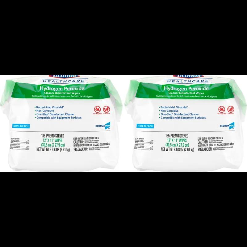 Clorox Healthcare® Hydrogen Peroxide Unscented One-Step Disinfectant Multi Surface Wipe 185 Count/Pack 2 Packs/Case