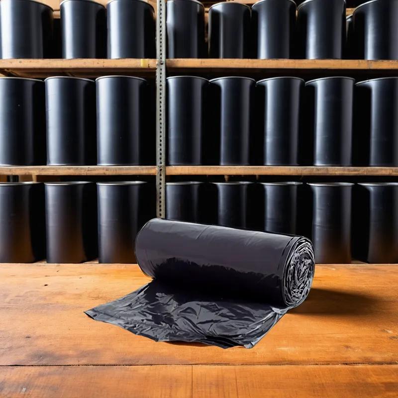 Victoria Bay Can Liner 40X58 IN 60 GAL Black LLDPE 2MIL Roll 20 Count/Roll 5 Rolls/Case 100 Count/Case