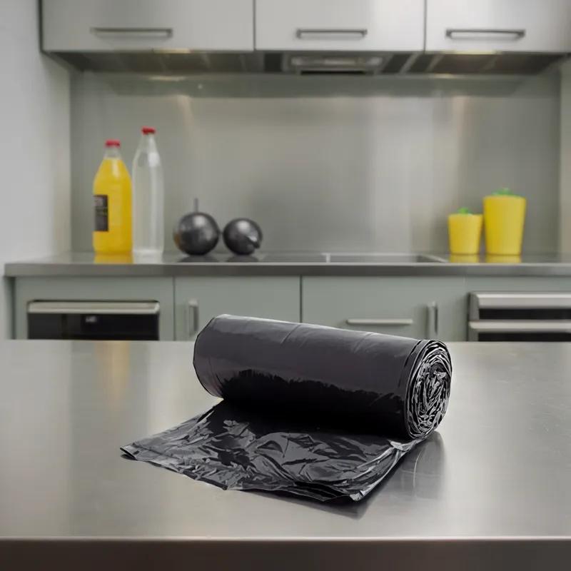 Victoria Bay Can Liner 44X55 IN 60 GAL Black LLDPE 1MIL Roll 10 Count/Roll 10 Rolls/Case