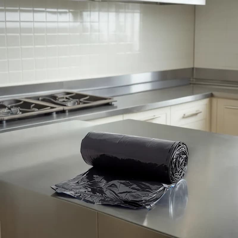 Victoria Bay Can Liner 43X60 IN 60 GAL Black LLDPE 2MIL Roll 10 Count/Roll 5 Rolls/Case