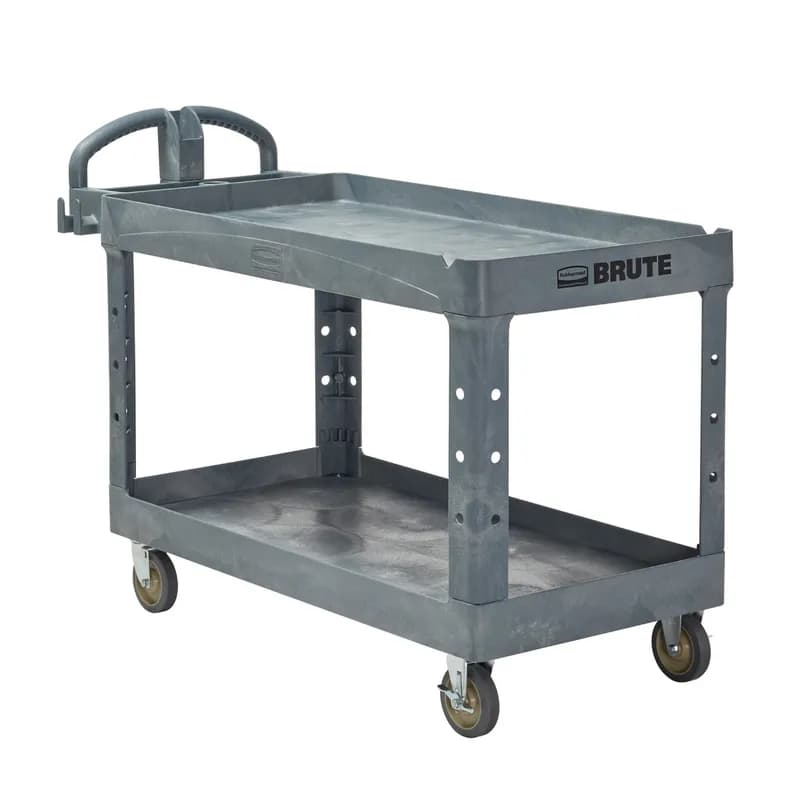 Brute® Utility Cart 55.00X26.00X33.25 IN Gray Heavy Duty With Lipped Shelf Ergonomic Handle 1/Each