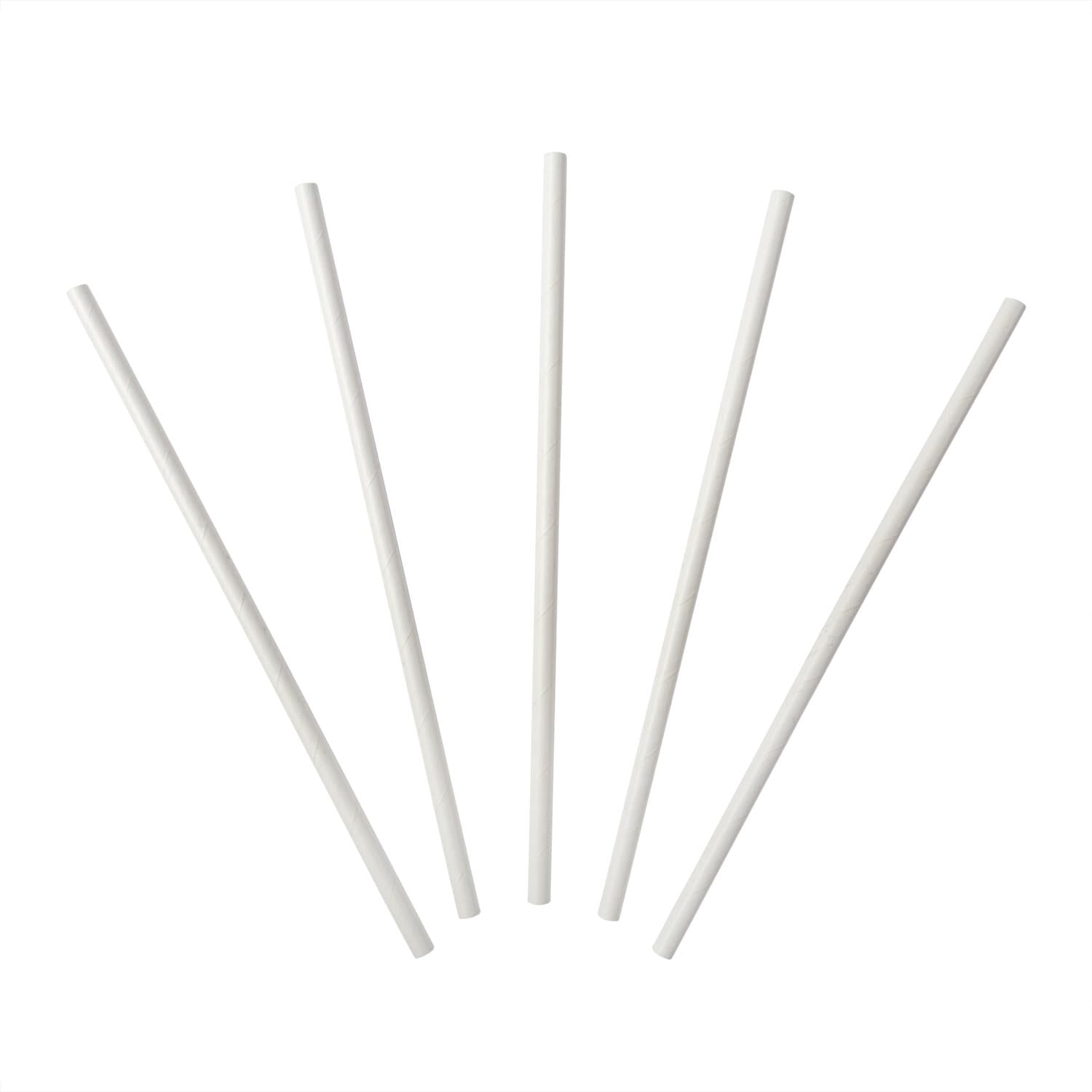 PrimeWare® Jumbo Straw 7.75 IN Paper White Unwrapped 500 Count/Pack 8 Packs/Case 4000 Count/Case