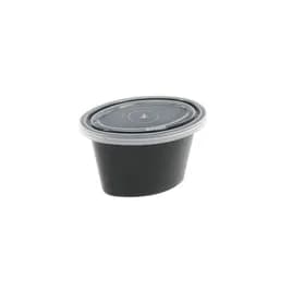 Souffle & Portion Cup Lid Combo 1 OZ PP Black Clear Oval Stackable Leak Resistant 1000/Case