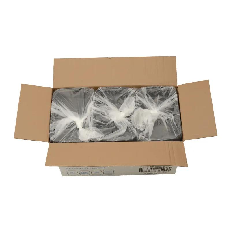 Take-Out Container Base & Lid Combo 32 OZ 2 Compartment Black Rectangle Microwave Safe 150/Case