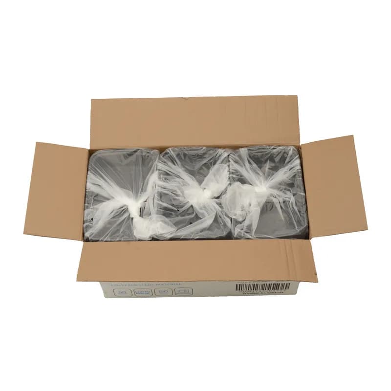 Take-Out Container Base & Lid Combo 32 OZ 2 Compartment Black Rectangle Microwave Safe 150/Case