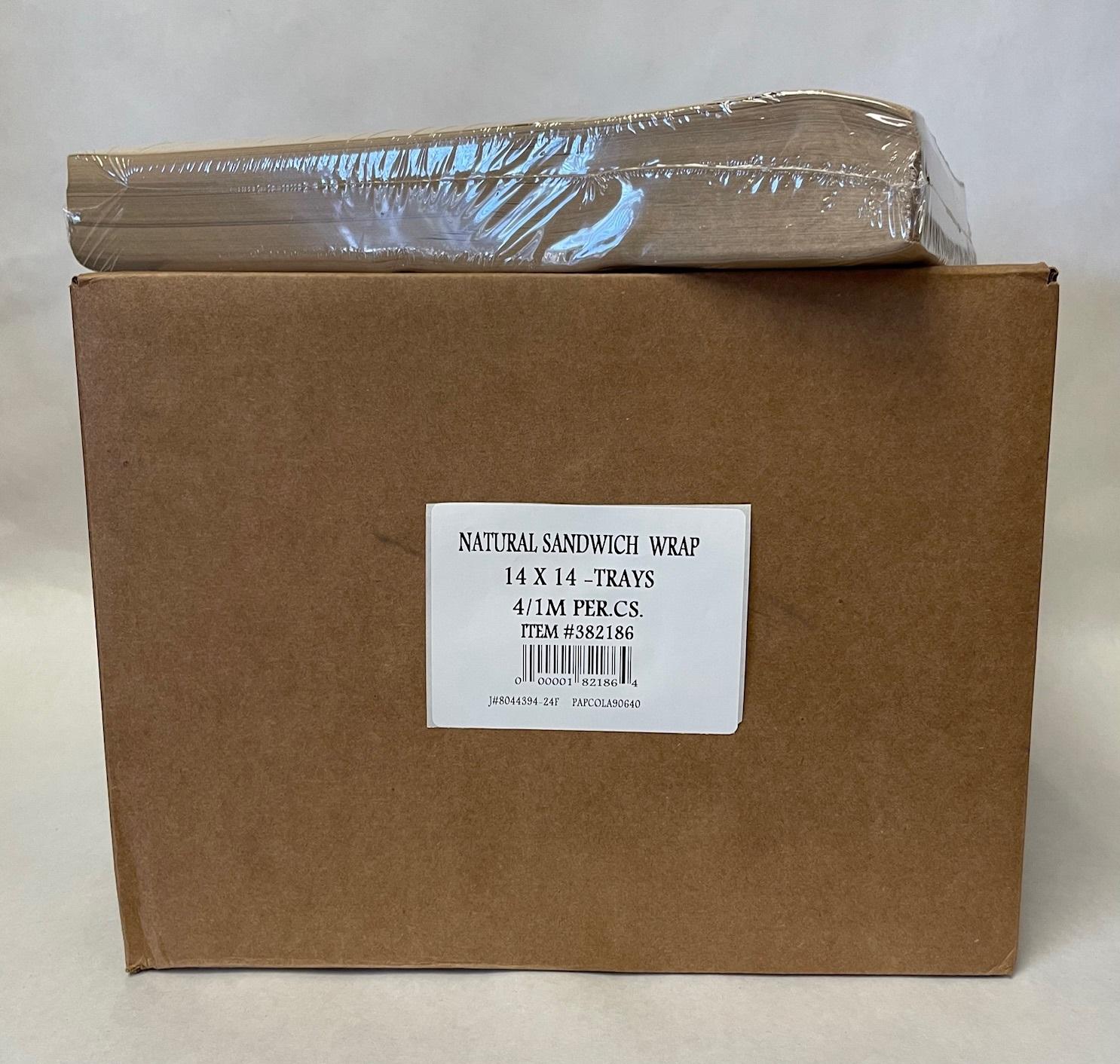 Sandwich Wrap 14X14 IN Dry Wax Paper Natural With Tray Grease Resistant 1000 Sheets/Pack 4 Packs/Case 4000 Sheets/Case