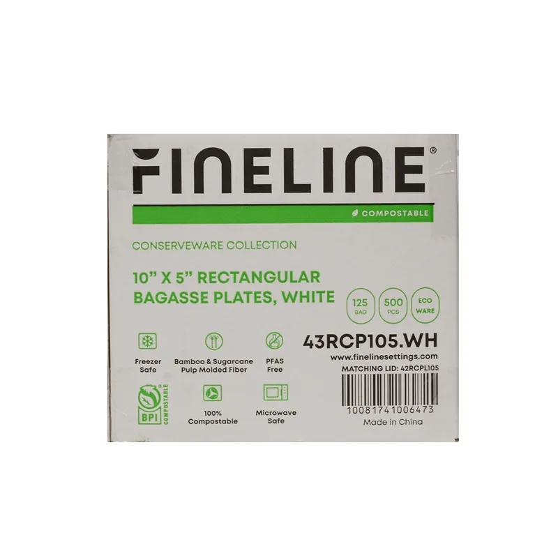 Plate 10X5 IN Sugarcane Rectangle 125 Count/Bag 4 Bags/Case