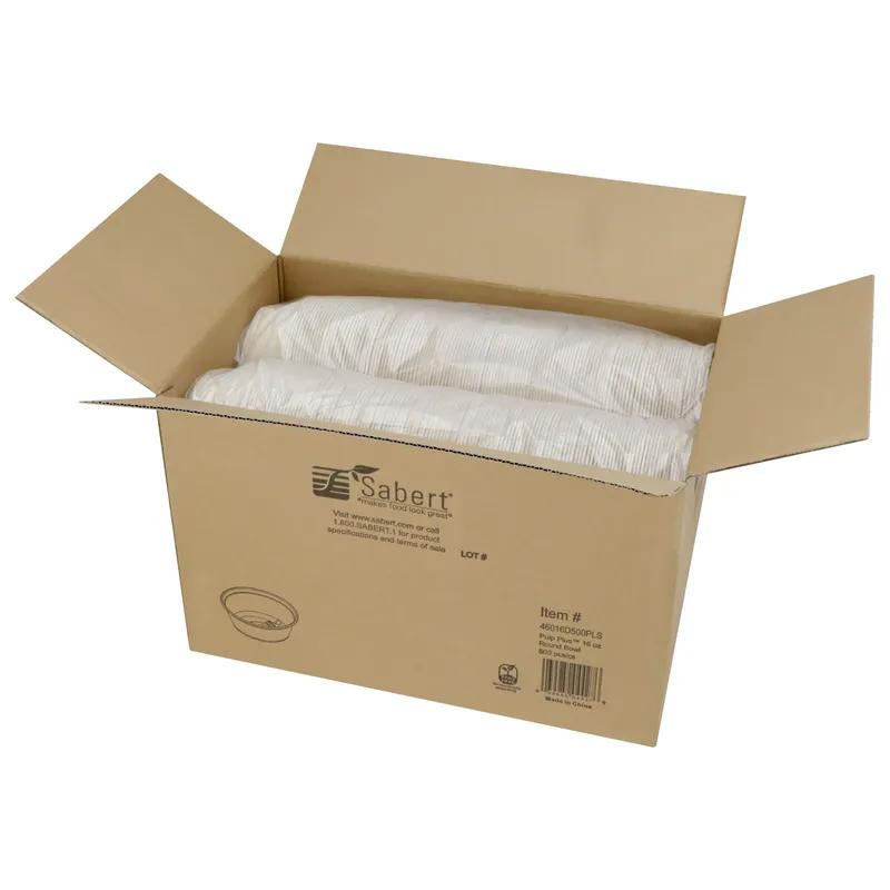 Pulp Plus™ Bowl 16 OZ Pulp Fiber Natural Round Shallow Wide 500/Case