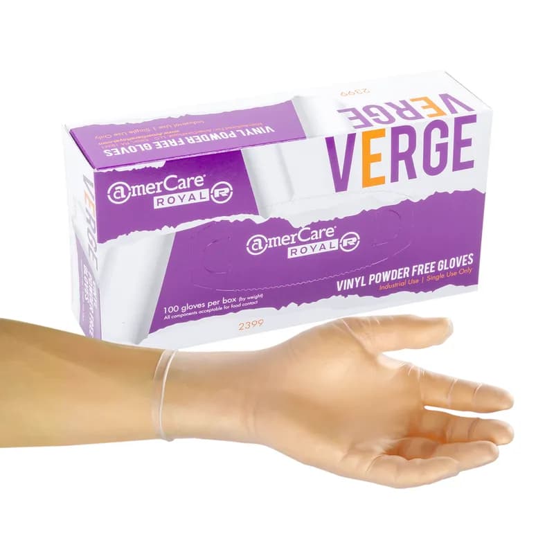 Verge Gloves Small (SM) Clear Vinyl Powder-Free 100 Count/Pack 10 Packs/Case 1000 Count/Case