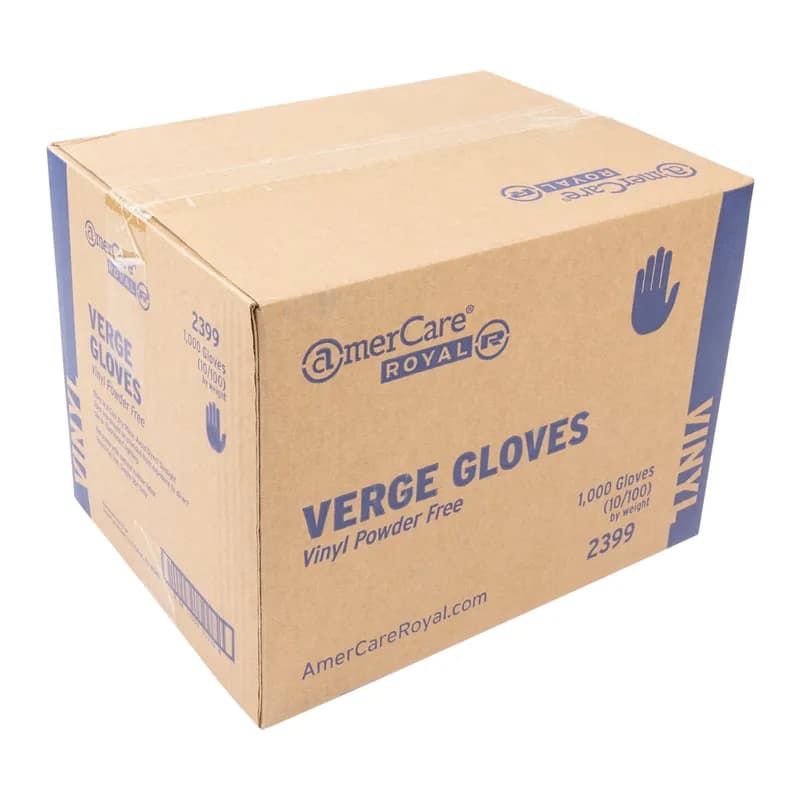 Verge Gloves Small (SM) Clear Vinyl Powder-Free 100 Count/Pack 10 Packs/Case 1000 Count/Case