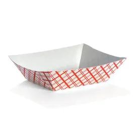 Food Tray 1 LB Paperboard Red Plaid 1000/Case