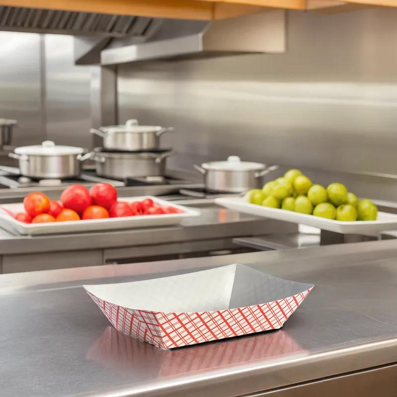 #5 Food Tray 5 LB Paperboard Red White Plaid 500/Case