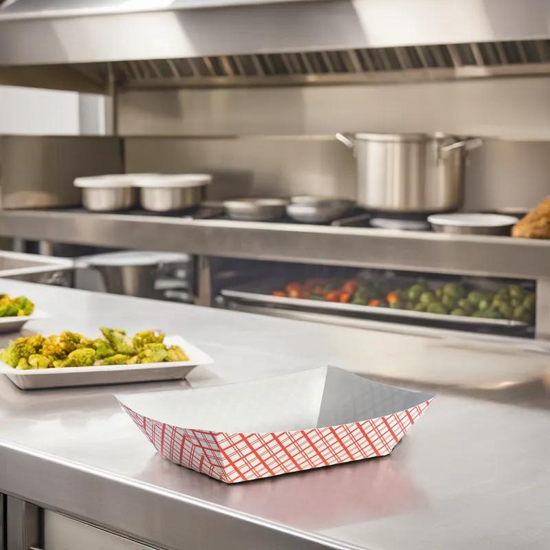 #5 Food Tray 5 LB Paperboard Red White Plaid 500/Case