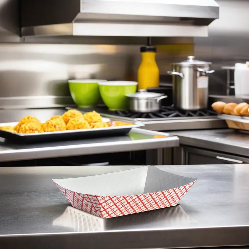 #5 Food Tray 5 LB Paperboard Red White Plaid 500/Case