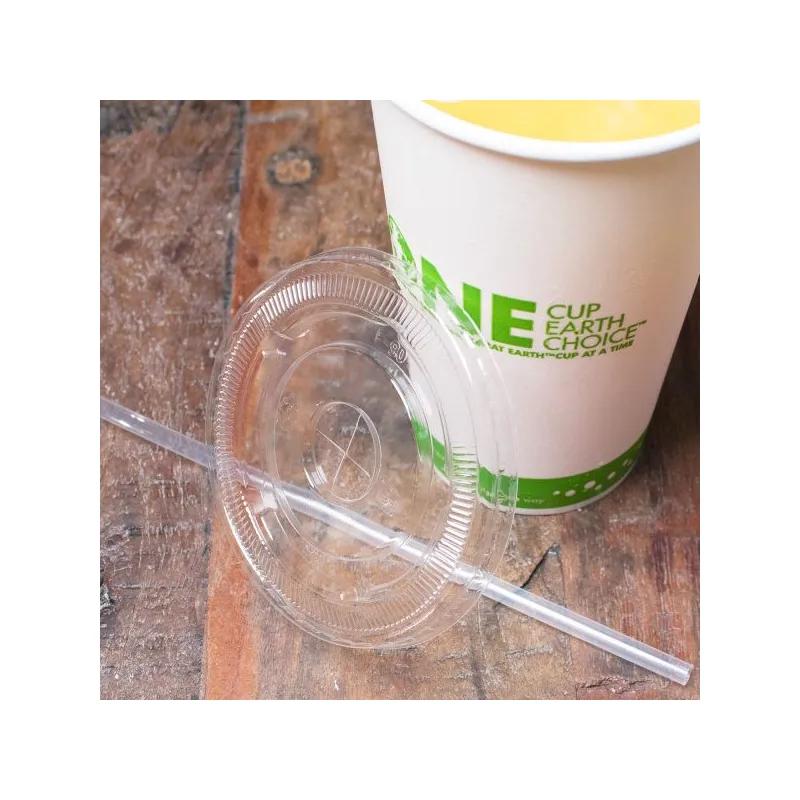 Karat Earth Lid PLA For 12-22 FLOZ Cold Cup Straw Slot 1000/Case