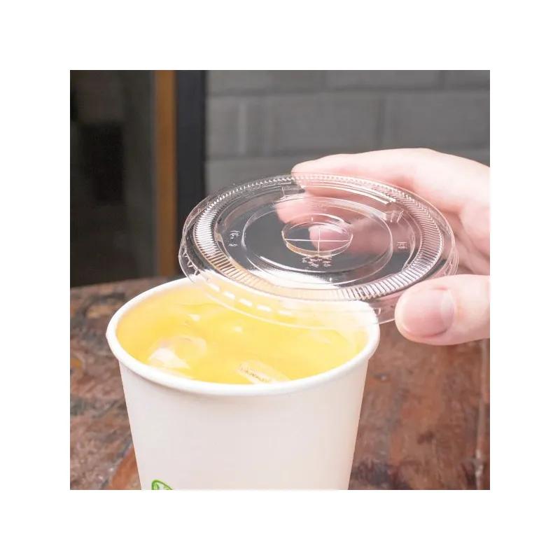 Karat Earth Lid PLA For 12-22 FLOZ Cold Cup Straw Slot 1000/Case