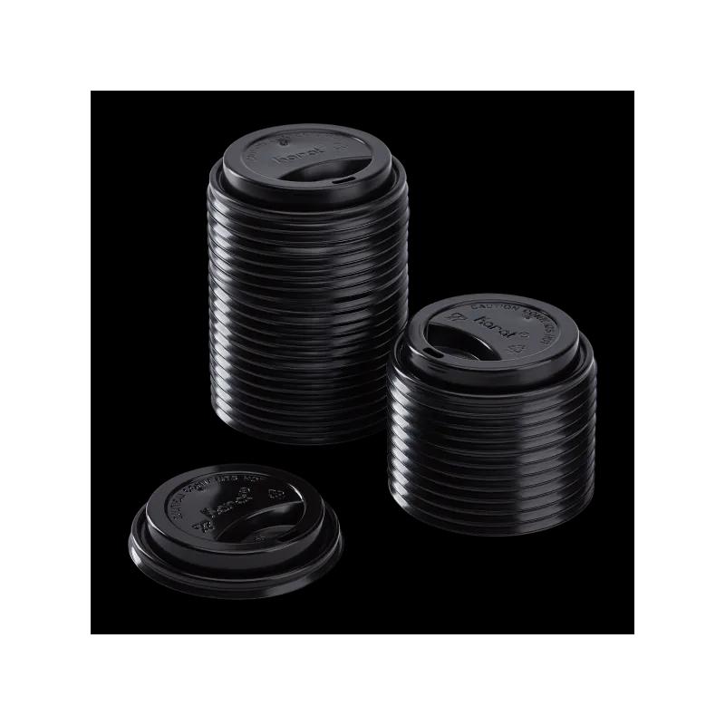 Karat® Lid PP Black For 10-20 FLOZ Cup Sip Through 100 Count/Pack 10 Packs/Case 1000 Count/Case