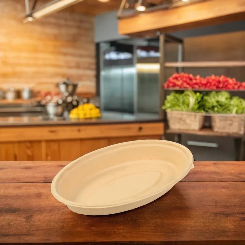 Burrito Bowl 24 OZ Molded Fiber Natural Oval Microwave Safe Freezer Safe 125 Count/Pack 2 Packs/Case 250 Count/Case