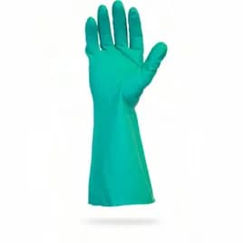Safety Zone® Gloves Large (LG) 12 IN Green 15MIL Economy Nitrile Cotton Flock Lined Non-Slip Grip 12 Ct/Bag 12 Bags/Case