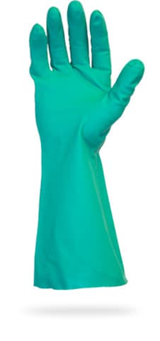 Gloves XL 13 IN Green 15MIL Nitrile Powder-Free Flock Lined Raised Diamond Grip 24 Count/Bag 144 Count/Case
