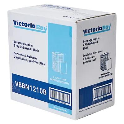 Victoria Bay Beverage Napkins 10X10 IN 5X5 IN Black Virgin Paper 2PLY 1/4 Fold 250 Count/Pack 4 Packs/Case