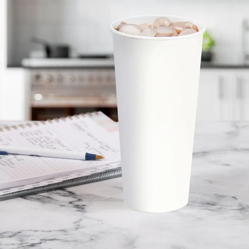 Solo® Cold Cup 24 OZ Double Sided Poly Paper (DSP) White Round 50 Count/Pack 20 Packs/Case 1000 Count/Case