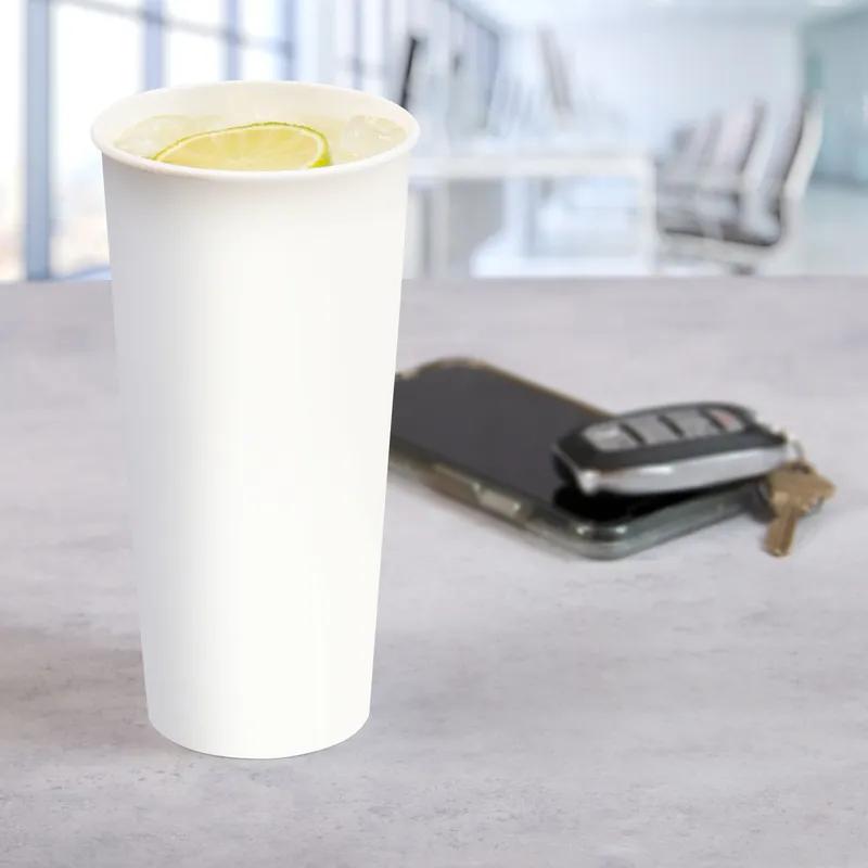 Solo® Cold Cup 24 OZ Double Sided Poly Paper (DSP) White Round 50 Count/Pack 20 Packs/Case 1000 Count/Case