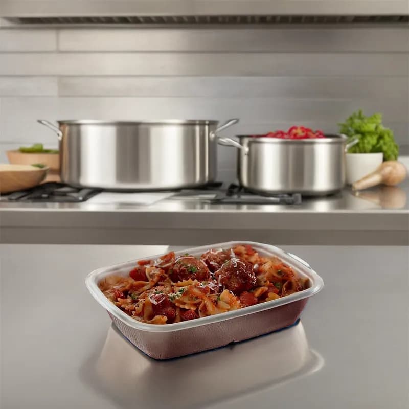 Take-Out Container Base 8.5X6.25X1.9 IN PLA Molded Fiber Kraft Rectangle 150/Case