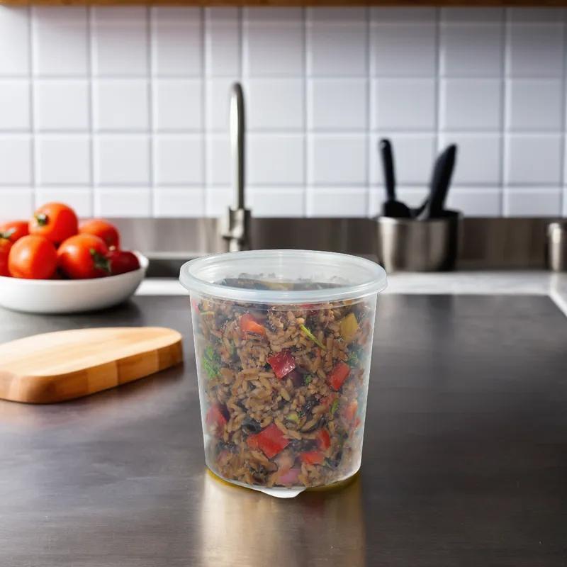 HomeFresh® Deli Container Base 24 OZ PP Clear Round Leak Resistant 500 Count/Case 32 Cases/Pallet