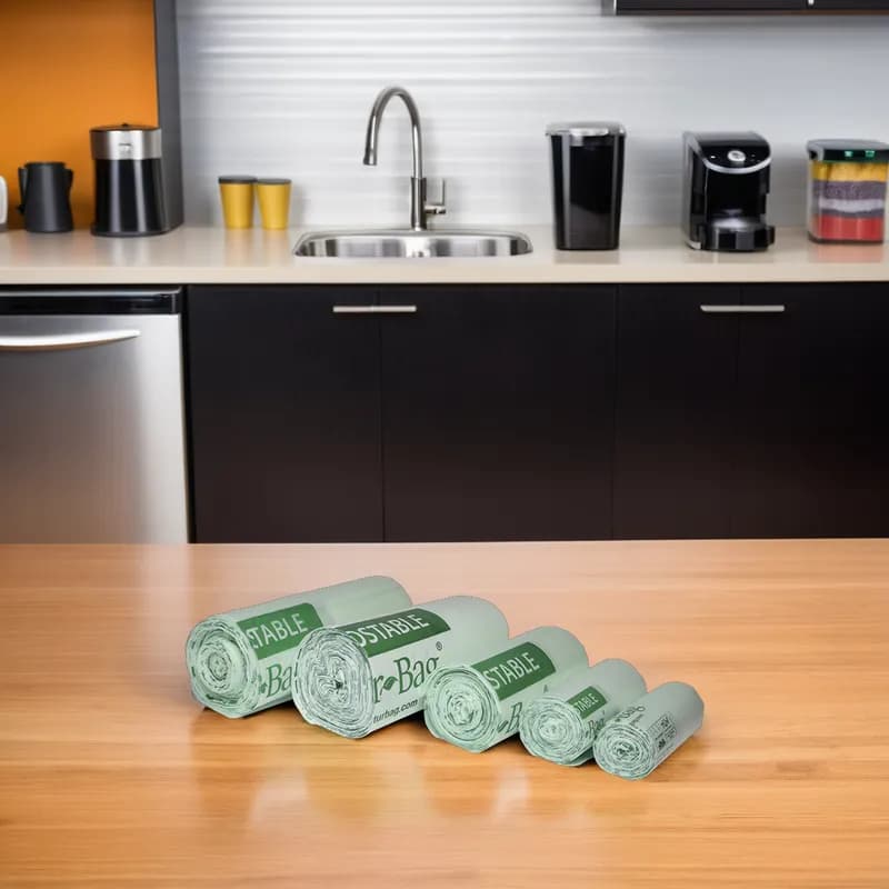 Victoria Bay Compostable Liner 33X40 IN 33 GAL Green Biopolymer 1MIL Roll 25 Count/Roll 8 Rolls/Case