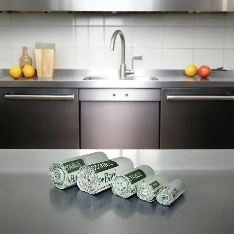 Victoria Bay Compostable Liner 34X48 IN 35 GAL Green Biopolymer 0.85MIL Roll 20 Count/Roll 5 Rolls/Case