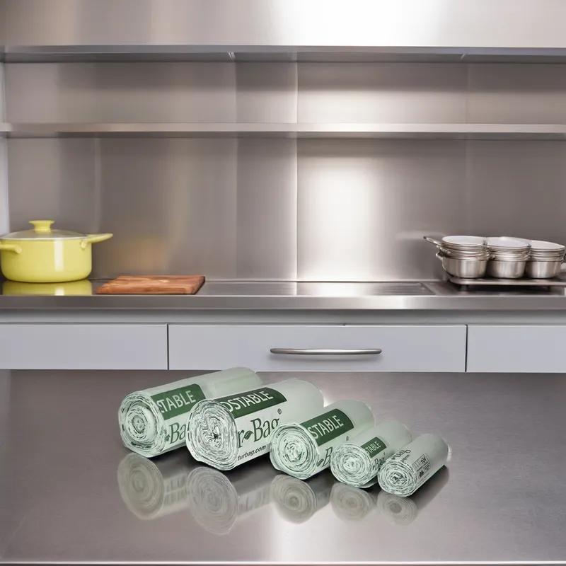 Victoria Bay Compostable Liner 54X59 IN 96 GAL Green Biopolymer 0.9MIL Roll 10 Count/Roll 6 Rolls/Case