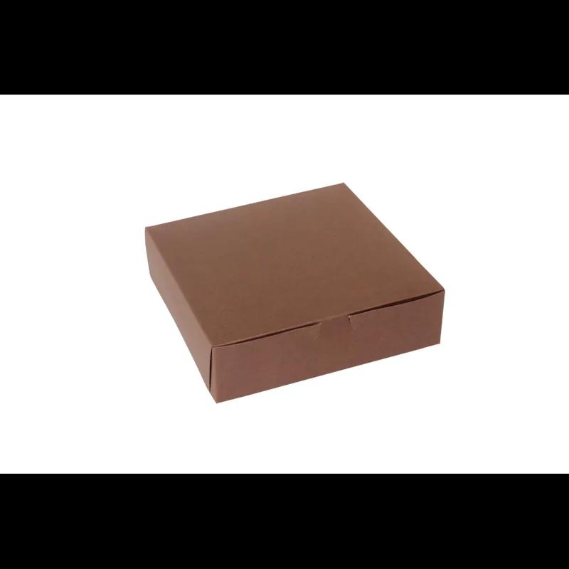 Bakery Box 9X9X2.5 IN Paperboard Chocolate Corner Lock 1-Piece 250/Bundle