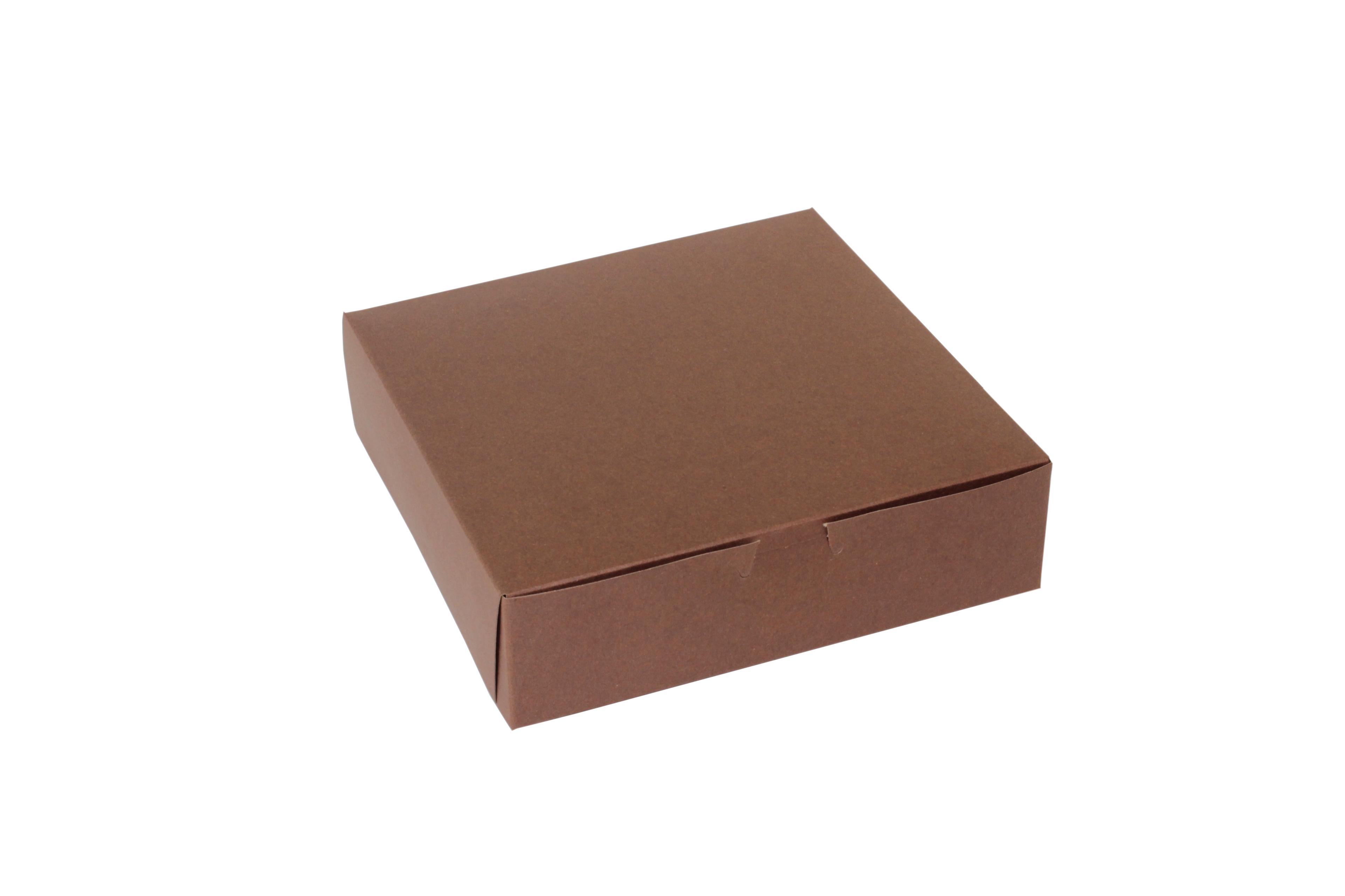 Bakery Box 9X9X2.5 IN Paperboard Chocolate Corner Lock 1-Piece 250/Bundle