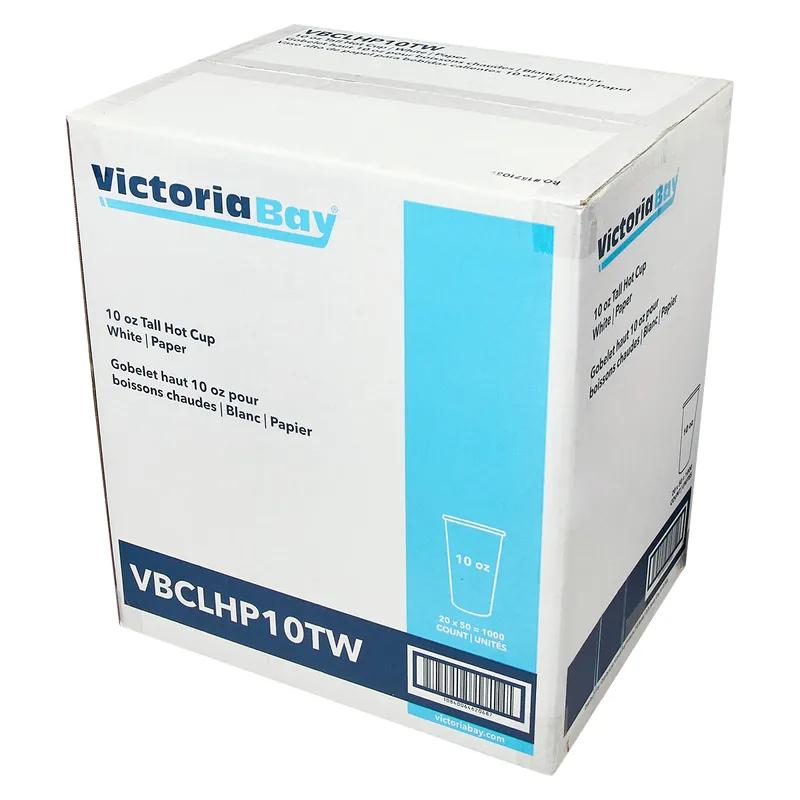 Victoria Bay Hot Cup Tall 10 OZ Paper White Round Freezer Safe 50 Count/Pack 20 Packs/Case 1000 Count/Case