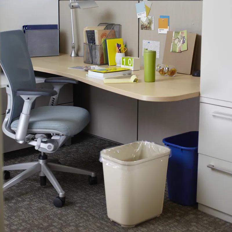 Trash Can 14.5X10.5X16 IN 7 GAL 28 QT Beige Rectangle Resin Fire Resistant Deskside 1/Each