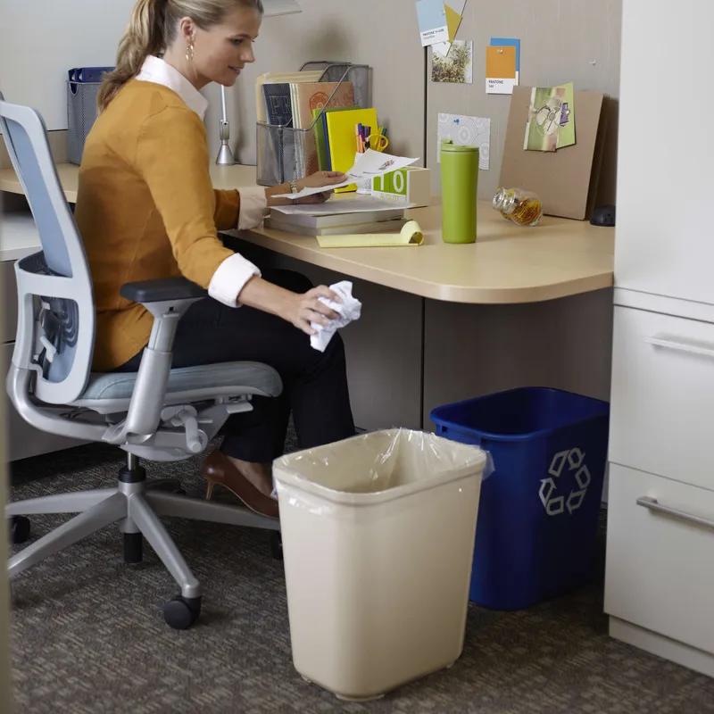 Trash Can 14.5X10.5X16 IN 7 GAL 28 QT Beige Rectangle Resin Fire Resistant Deskside 1/Each
