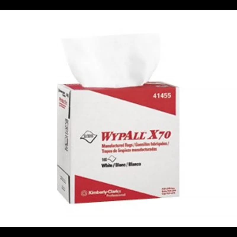 WypAll® X70 Cleaning Rag 8.34X16.8 IN Medium Duty HEF White Pop-Up Box 96 Count/Pack 10 Box/Case 1000 Count/Case