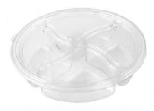 Take-Out Container Base & Lid Combo 32 OZ 4 Compartment Clear Round 50/Case
