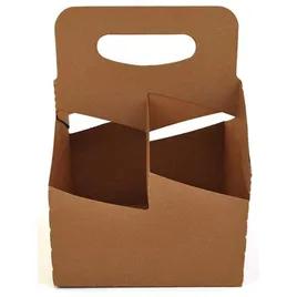 Cup Carrier 6.5X6.25X9 IN 4 Compartment Paper Beige For 24 OZ With Handle Reusable 250/Case