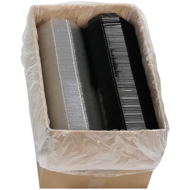 Take-Out Container Hinged With Dome Lid 6.5X6.5X3.25 IN PET Black Clear Octagon 150/Case